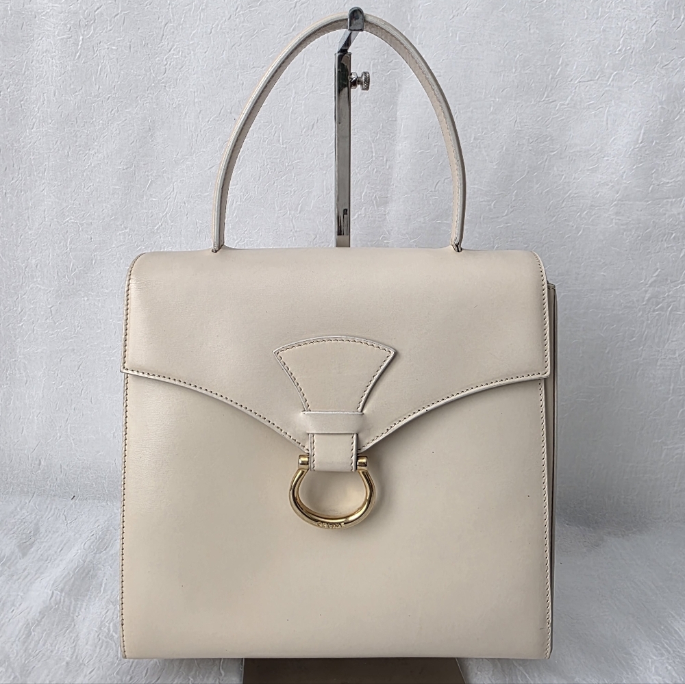 Auth Celine Kelly Vintage Macadam Top Handle Bag